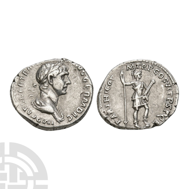 Ancient Roman Imperial Coins - Trajan - Virtus AR Denarius
114-117 A.D. Rome mi...