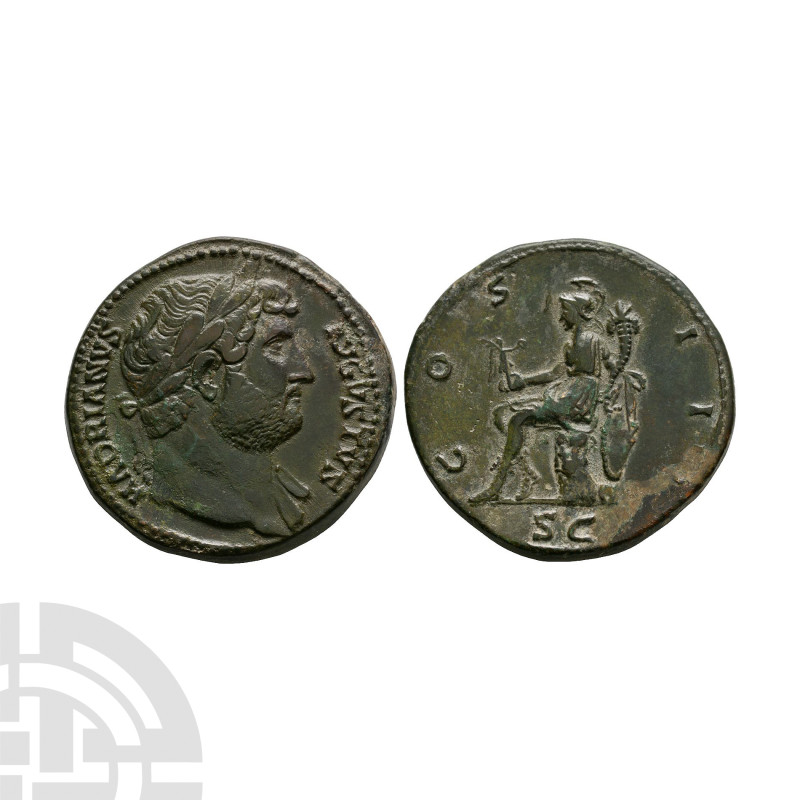 Ancient Roman Imperial Coins - Hadrian - Roma AE Sestertius
127 A.D. Rome mint....