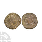 Ancient Roman Imperial Coins - Marcus Aurelius - Pile of Arms AE Sestertius