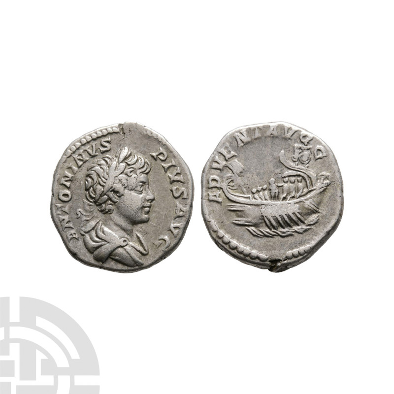 Ancient Roman Imperial Coins - Caracalla - Galley AR Denarius
202 A.D. Rome min...