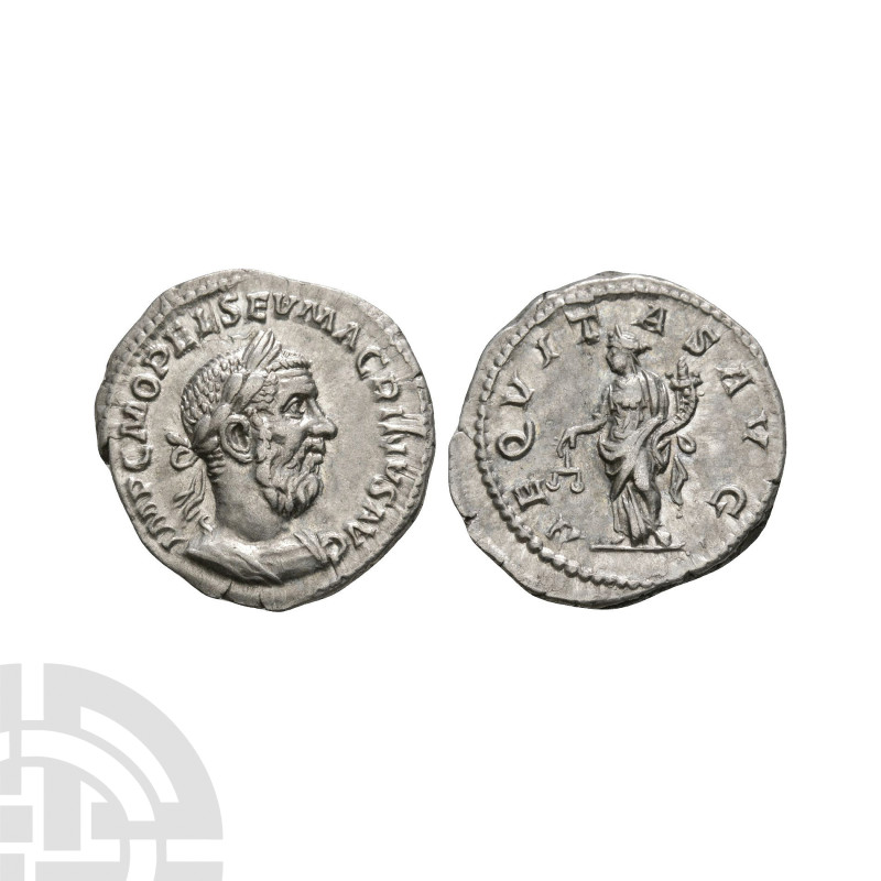 Ancient Roman Imperial Coins - Macrinus - Aequitas AR Denarius
218 A.D. Rome mi...
