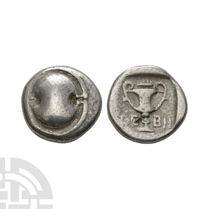 Ancient Greek Coins - Thebes - Boeotia - Shield AR Hemidrachm
425-375 B.C. Obv:...