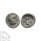 Ancient Roman Republican Coins - M Porcius Cato - Victory AR Quinarius