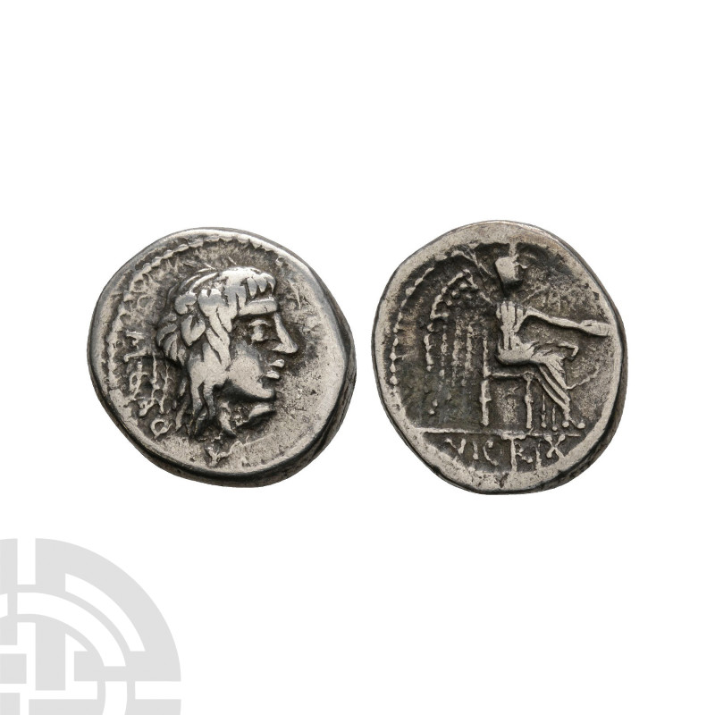 Ancient Roman Republican Coins - M Portius Cato - Victory AR Quinarius
89 B.C. ...