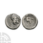 Ancient Roman Republican Coins - M Porcius Cato - Victory AR Quinarius