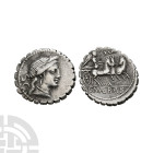 Ancient Roman Republican Coins - C Naevius Balbus - Triga AR Denarius Serratus