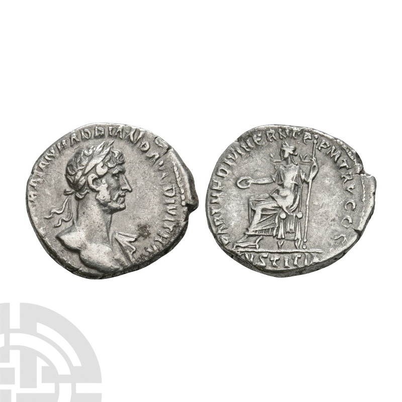 Ancient Roman Imperial Coins - Hadrian - Justitia AR Denarius
117 A.D. Rome min...