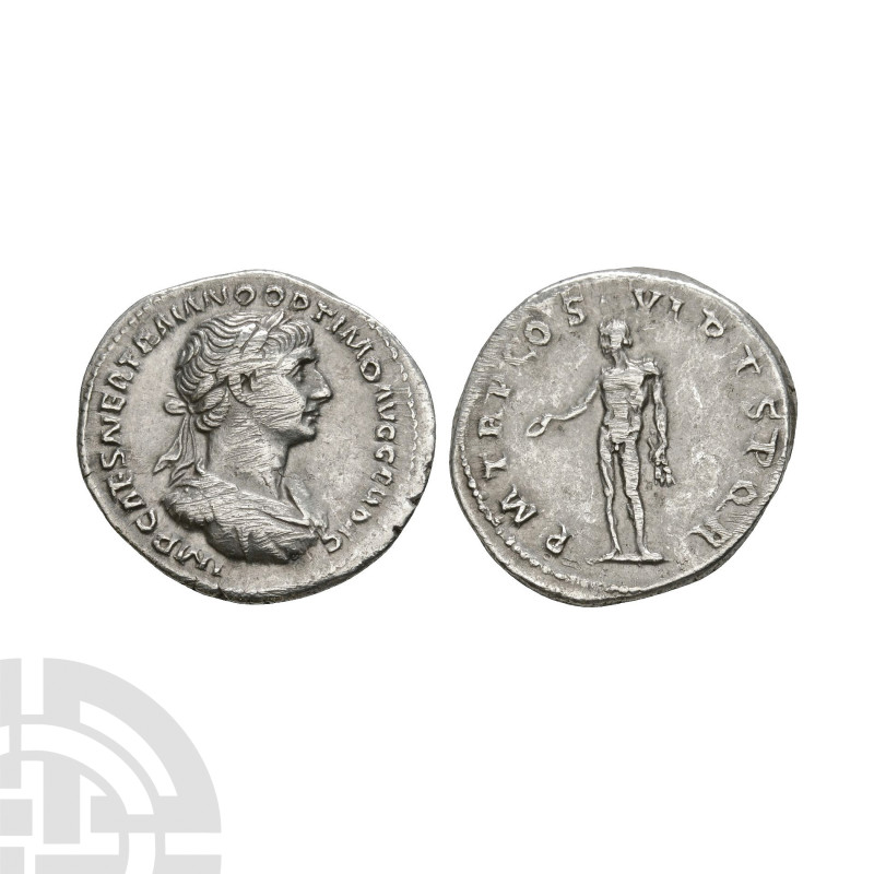 Ancient Roman Imperial Coins - Trajan - Genius AR Denarius
116 A.D. Rome mint. ...