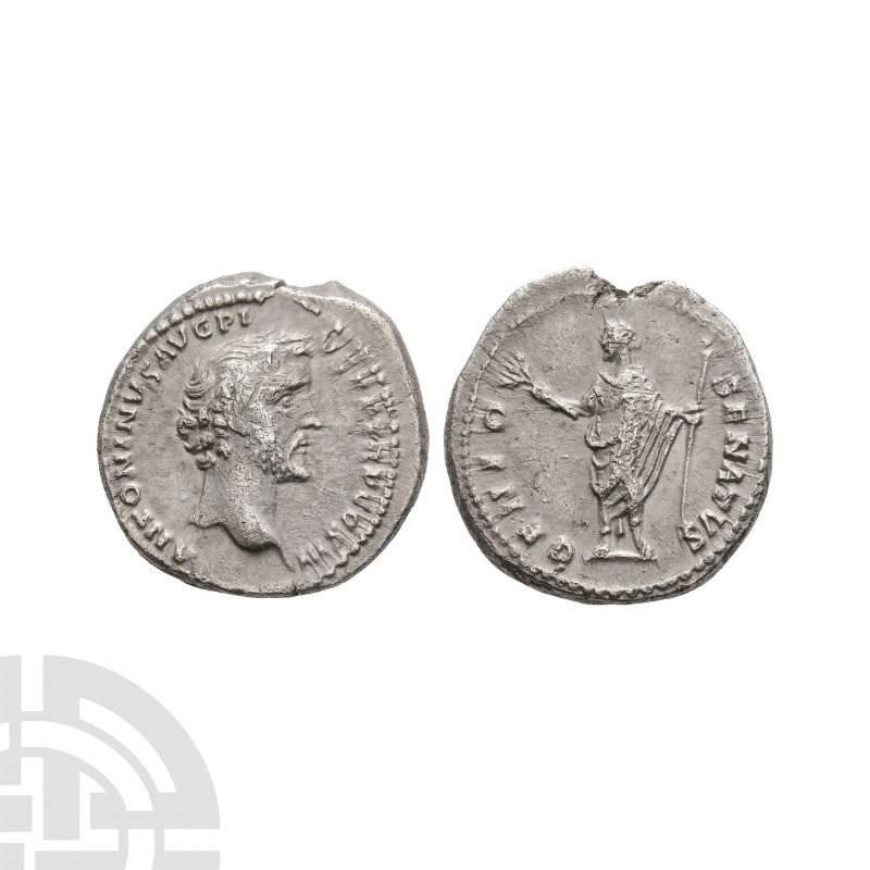 Ancient Roman Imperial Coins - Antoninus Pius - Genius AR Denarius
142 A.D. Rom...