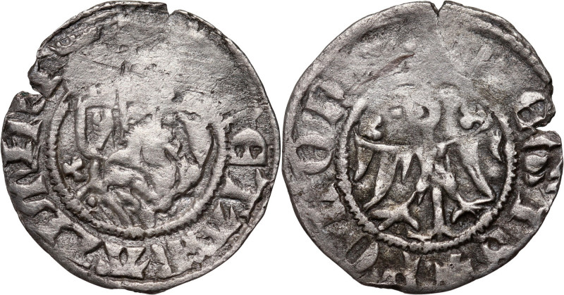 Kazimierz III Wielki 1333-1370, półgrosz, Kraków Waga 1,04 g. Miejscowo niedobit...