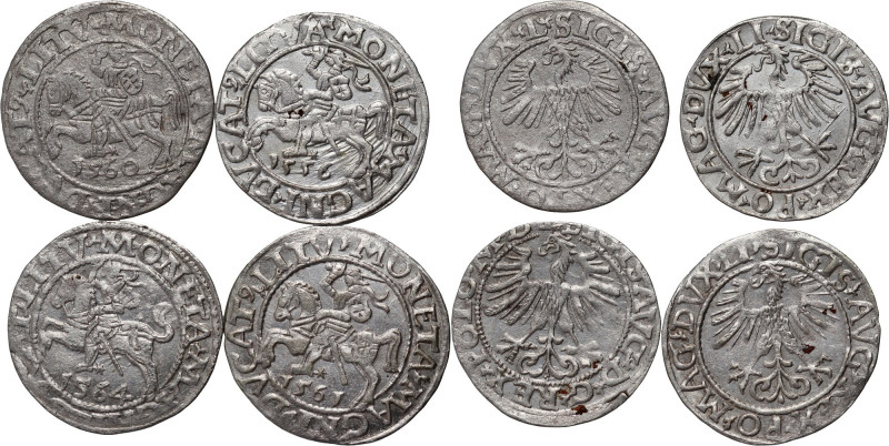 Zygmunt II August, zestaw 4 x półgrosz z lat 1556-1564, Wilno 
Grade: VF+/XF+/A...