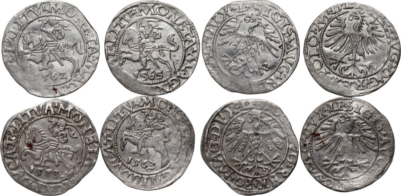 Zygmunt II August, zestaw 4 x półgrosz z lat 1558-1565, Wilno 
Grade: XF+/AU 
...