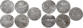 Zygmunt II August, zestaw 5 x półgrosz z lat 1548-1558, Wilno