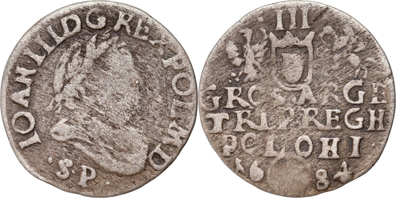 Jan III Sobieski, trojak 1684, Bydgoszcz Rzadki. Reference: Iger B.84.1 (R4)
Gr...