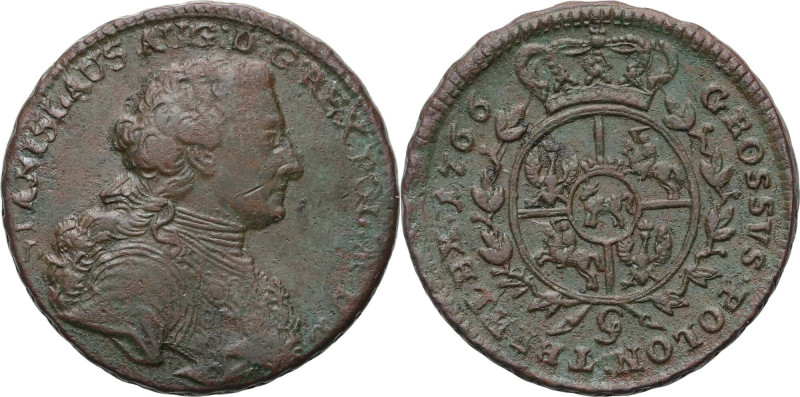 Stanisław August Poniatowski, trojak 1766 G, Kraków, popiersie w zbroi Reference...