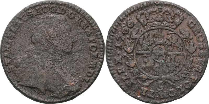 Stanisław August Poniatowski, trojak 1766 G, Kraków, popiersie w zbroi Reference...