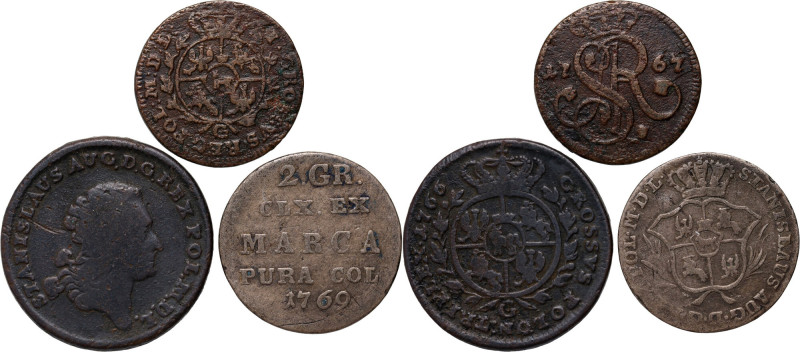 Stanisław August Poniatowski, zestaw 3 monet z lat 1766-1769 
Grade: VF/VF+ 
...