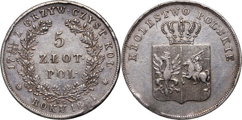 Powstanie Listopadowe, 5 złotych 1831 KG, Warszawa Reference: Kopicki 2749 (R2),...