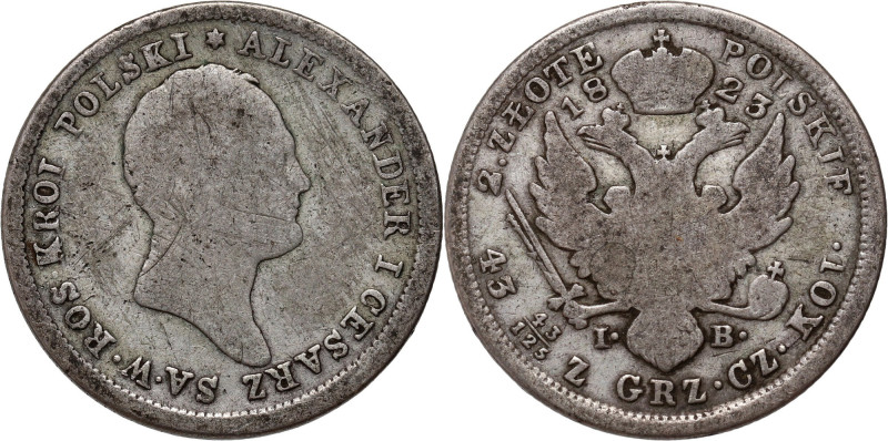 Królestwo Kongresowe, Aleksander I, 2 złote 1823 IB, Warszawa Reference: Kopicki...