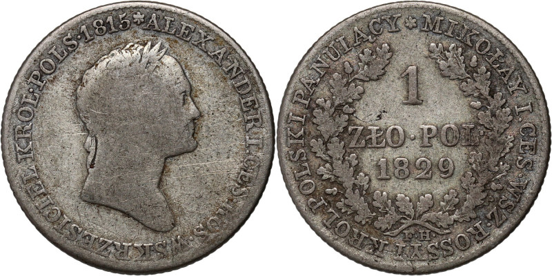 Królestwo Kongresowe, Mikołaj I, 1 złoty 1829 FH, Warszawa Reference: Kopicki 26...