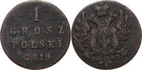 Królestwo Kongresowe, Aleksander I, 1 grosz polski 1819 IB, Warszawa, rzadki R