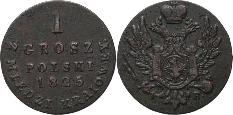 Królestwo Kongresowe, Aleksander I, grosz z miedzi krajowej 1825 IB, Warszawa Pi...