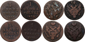 Królestwo Kongresowe, Mikołaj I, zestaw 4 x 1 grosz polski z lat 1832-1835