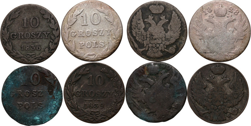Zabór rosyjski, Mikołaj I, zestaw 4 x 10 groszy z lat 1828-1839 
Grade: VF 

...
