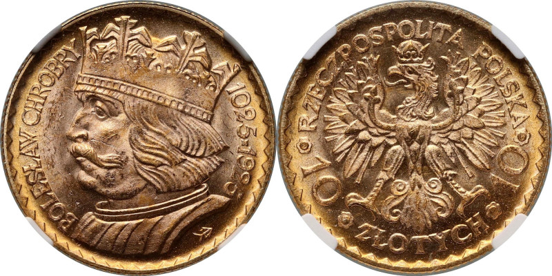 II RP, 10 złotych 1925, Warszawa, Bolesław Chrobry Złoto. Reference: Parchimowic...