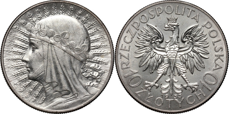 II RP, 10 złotych 1933, Warszawa, głowa kobiety Bardzo ładny egzemplarz.&nbsp;
...