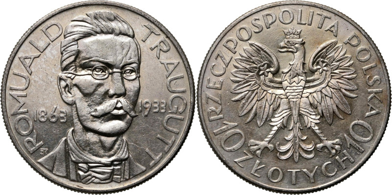 II RP, 10 złotych 1933, Warszawa, Romuald Traugutt Przeczyszczone. Reference: Pa...