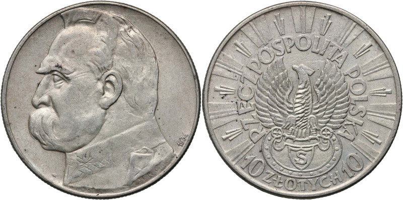 II RP, 10 złotych 1934 S, Warszawa, Józef Piłsudski, Orzeł Strzelecki Reference:...