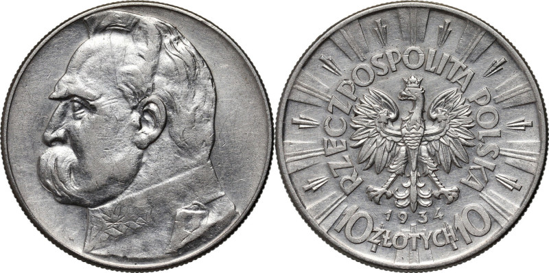 II RP, 10 złotych 1934, Warszawa, Józef Piłsudski, rzadki rocznik Reference: Par...