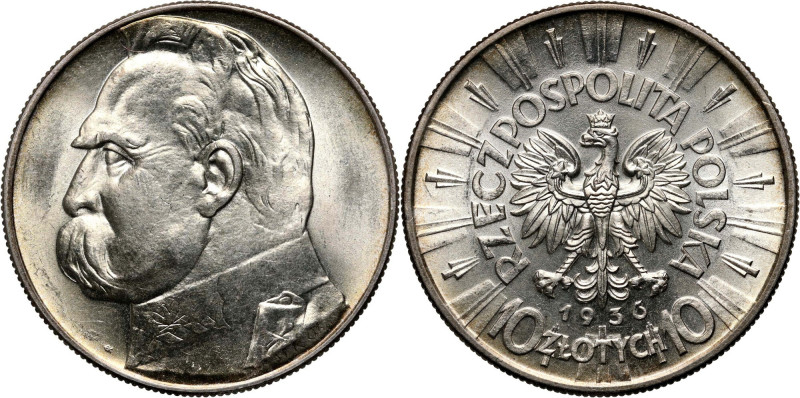 II RP, 10 złotych 1936, Warszawa, Józef Piłsudski Pięknie zachowane. Reference: ...