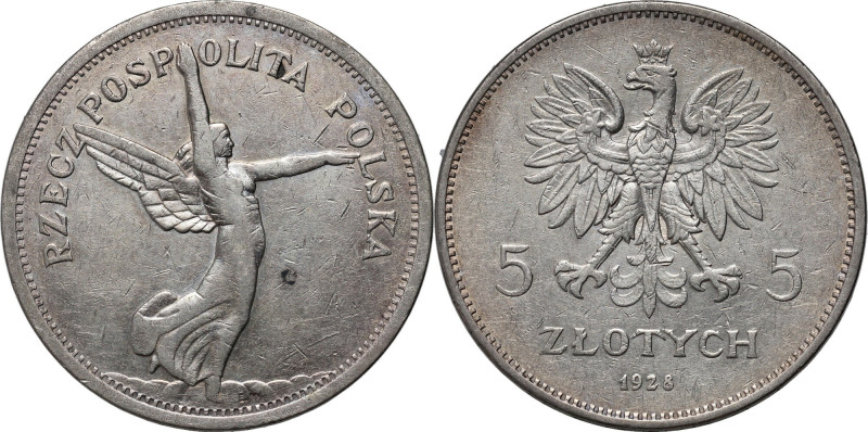 II RP, 5 złotych 1928, Bruksela, Nike Reference: Parchimowicz 114a
Grade: VF+ ...