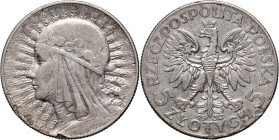 II RP, 5 złotych 1932 ze znakiem mennicy, Warszawa, Głowa kobiety