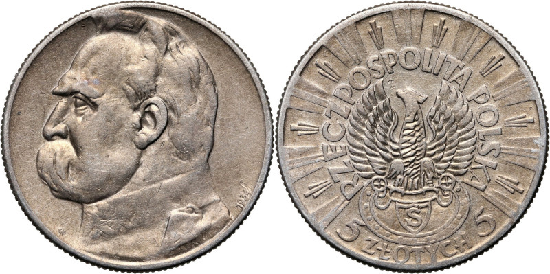 II RP, 5 złotych 1934, Warszawa, Józef Piłsudski, Orzeł Strzelecki Reference: Pa...
