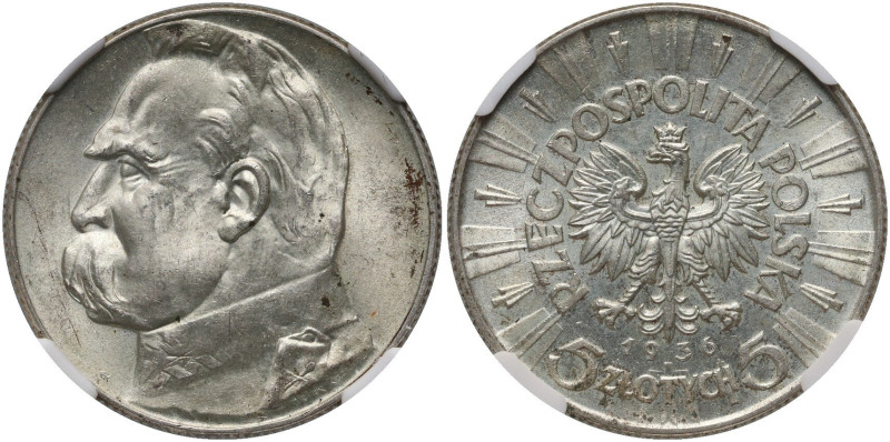 II RP, 5 złotych 1936, Warszawa, Józef Piłsudski Bardzo ładnie zachowane. Refere...