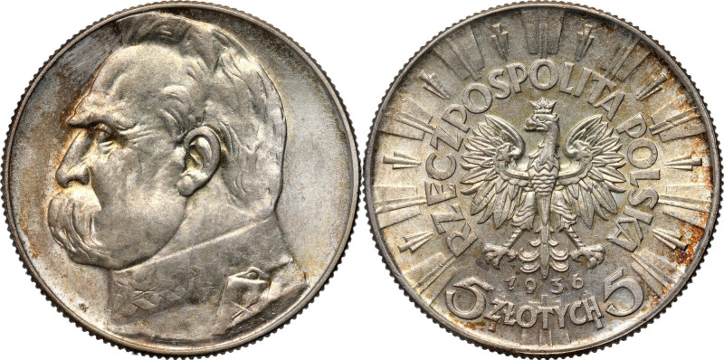 II RP, 5 złotych 1936, Warszawa, Józef Piłsudski Reference: Parchimowicz 118c
G...