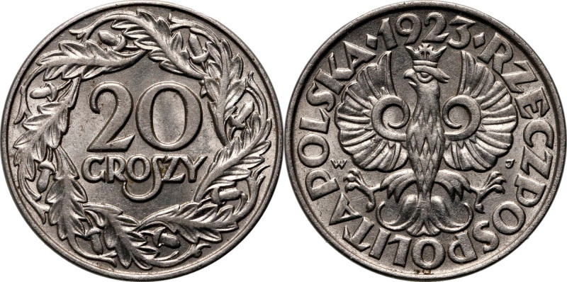 II RP, 20 groszy 1923, Warszawa Pięknie zachowane.
Reference: Parchimowicz 105...