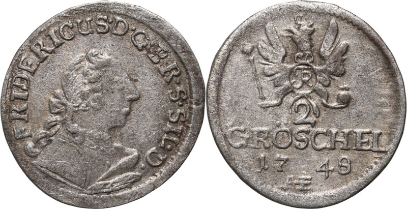 Śląsk pod panowaniem pruskim, Fryderyk II, 2 greszle 1748 AHE, Wrocław Odmiana z...