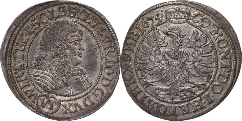 Śląsk, Księstwo Oleśnickie, Sylwiusz Fryderyk, 6 krajcarów 1674 SP, Oleśnica Bar...