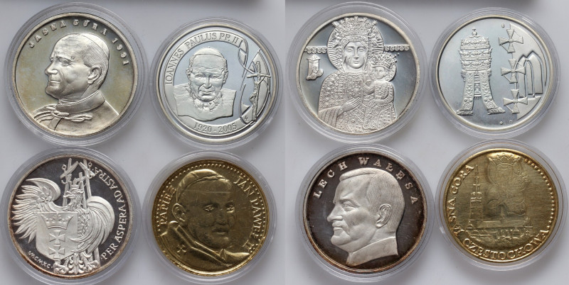 Polska / Belgia, zestaw 4 medali, Jan Paweł II, Lech Wałęsa Medal 'Jasna Góra 19...