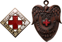 Polska, II RP, zestaw odznak PCK, Konkurs drużyn ratowniczych Łódź 1937 i członek drużyn ratowniczych
