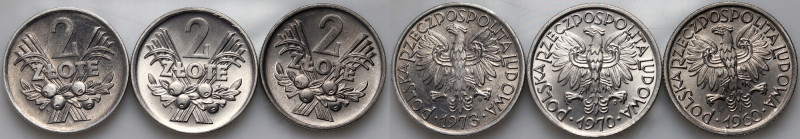 PRL, zestaw 3 x 2 złote z lat 1960-1973, Jagody 
Grade: UNC/AU/XF 

Polish Pe...