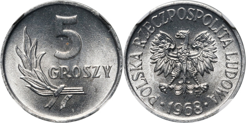 PRL, 5 groszy 1968 Pięknie zachowane. Reference: Parchimowicz 204i
Grade: NGC M...