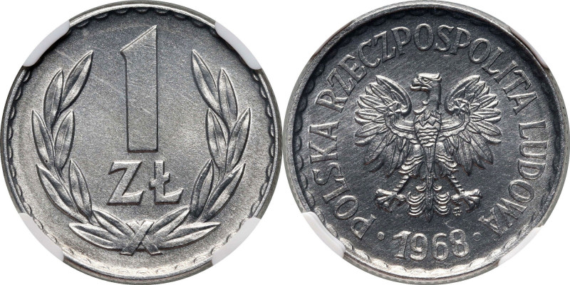PRL, 1 złoty 1968 - rzadki rocznik w pięknym stanie Rzadki rocznik w menniczym s...