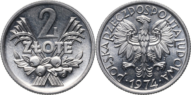 PRL, 2 złote 1974, Jagody Piękne. Reference: Parchimowicz 216h
Grade: UNC 

P...