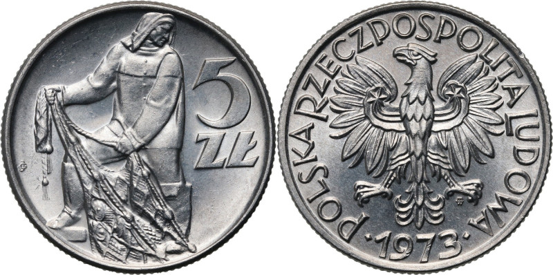 PRL, 5 złotych 1973, Rybak Bardzo ładnie zachowane.
Reference: Parchimowicz 220...