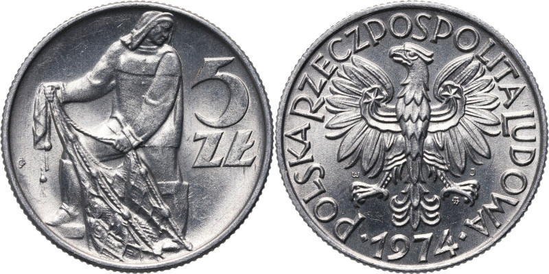 PRL, 5 złotych 1974, Rybak Bardzo ładne. Reference: Parchimowicz 220f
Grade: UN...